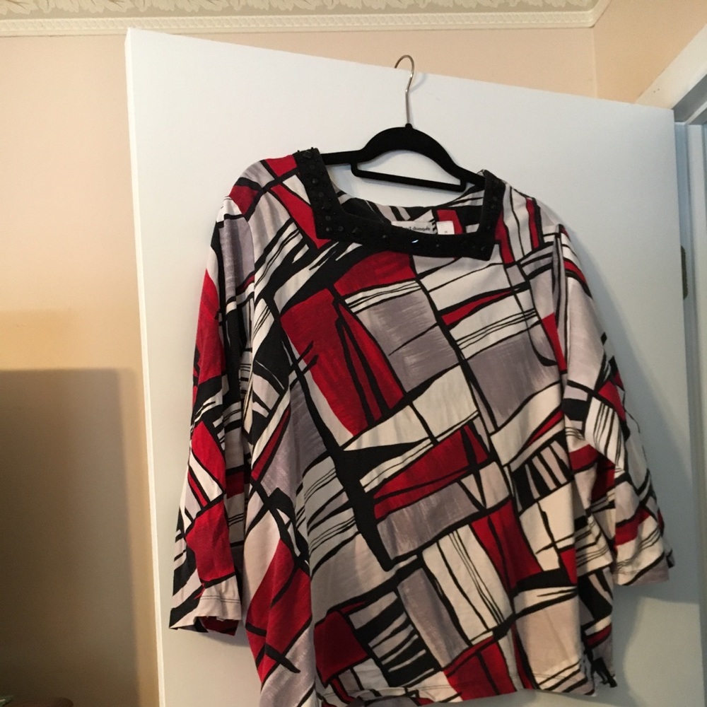 Red and grey top